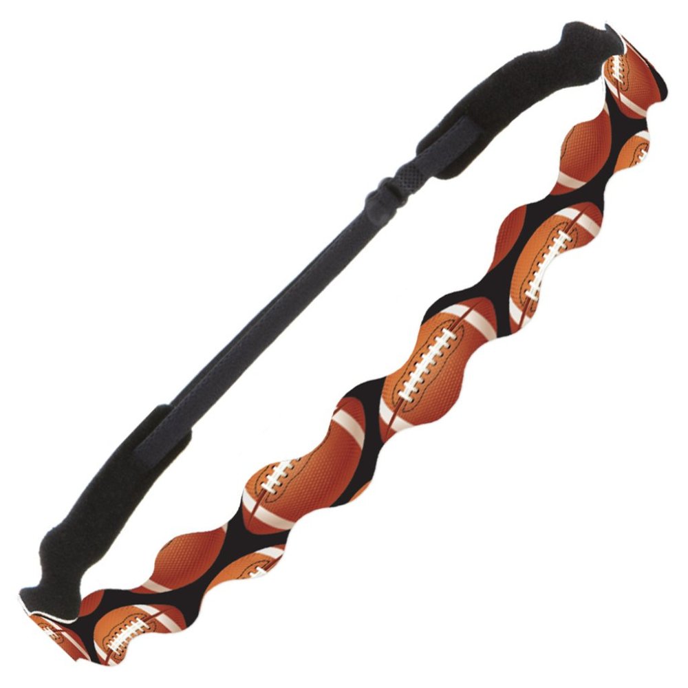Hipsy Adjustable NO SLIP Sporty Black Football Wave Athletic Fashion Headband